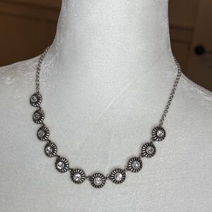 Vintage Fossil flower link crystal necklace.